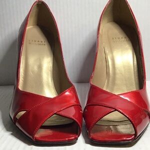 Stuart Weitzman ( 40397) Leather sole Made in Spain Red Open-Toe Heels size 8